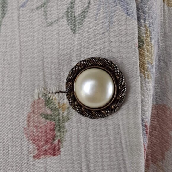 Toni Garment for CC Magic Size S/M Cream with Floral Print Pearl Buttons Vintage - Picture 3 of 11